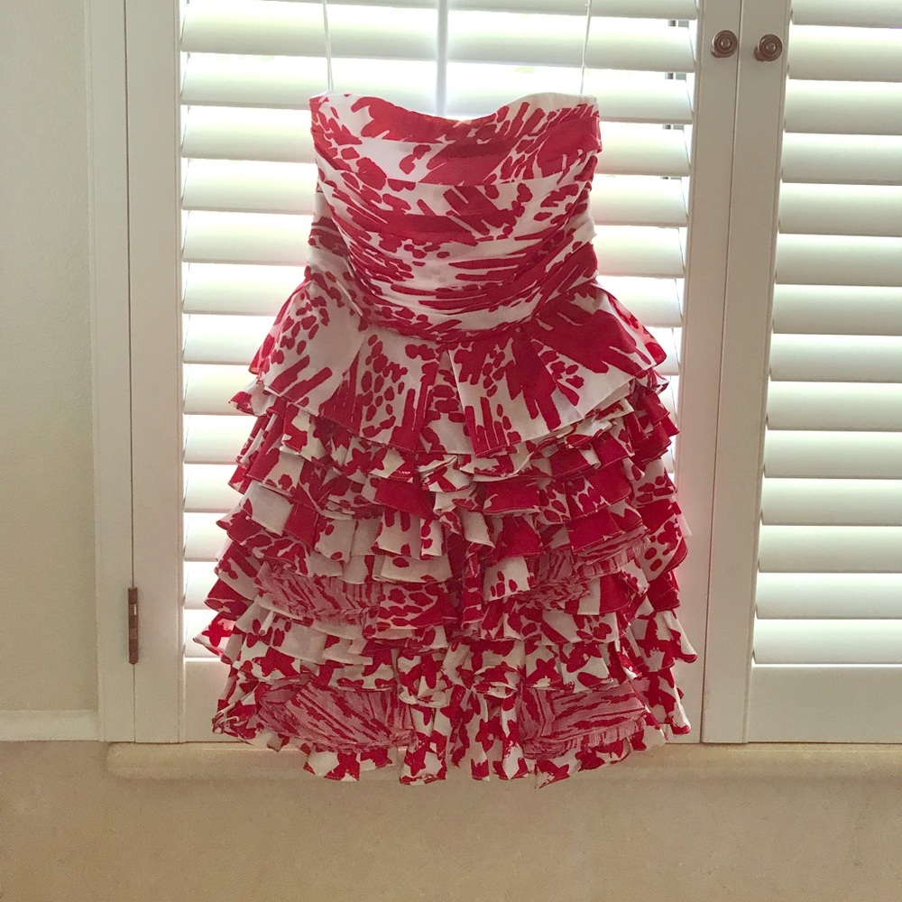Strapless dress red and white